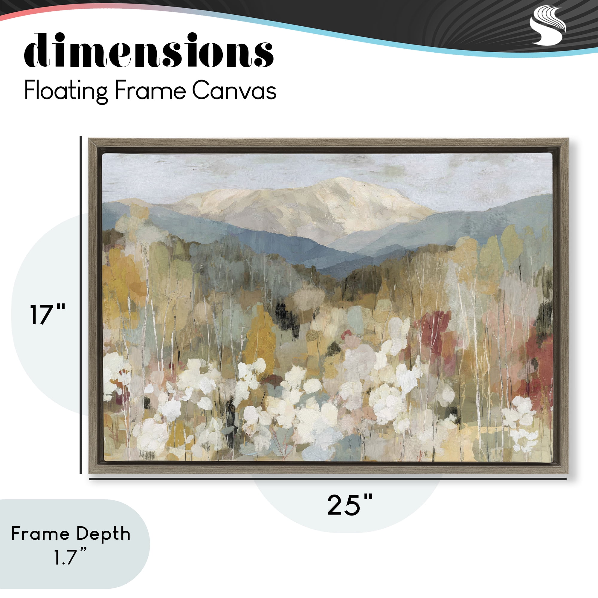 Stupell Industries Autumn Mountain Meadow Brown Framed Floater Canvas Wall Art, design by Chromatic Storm Studio