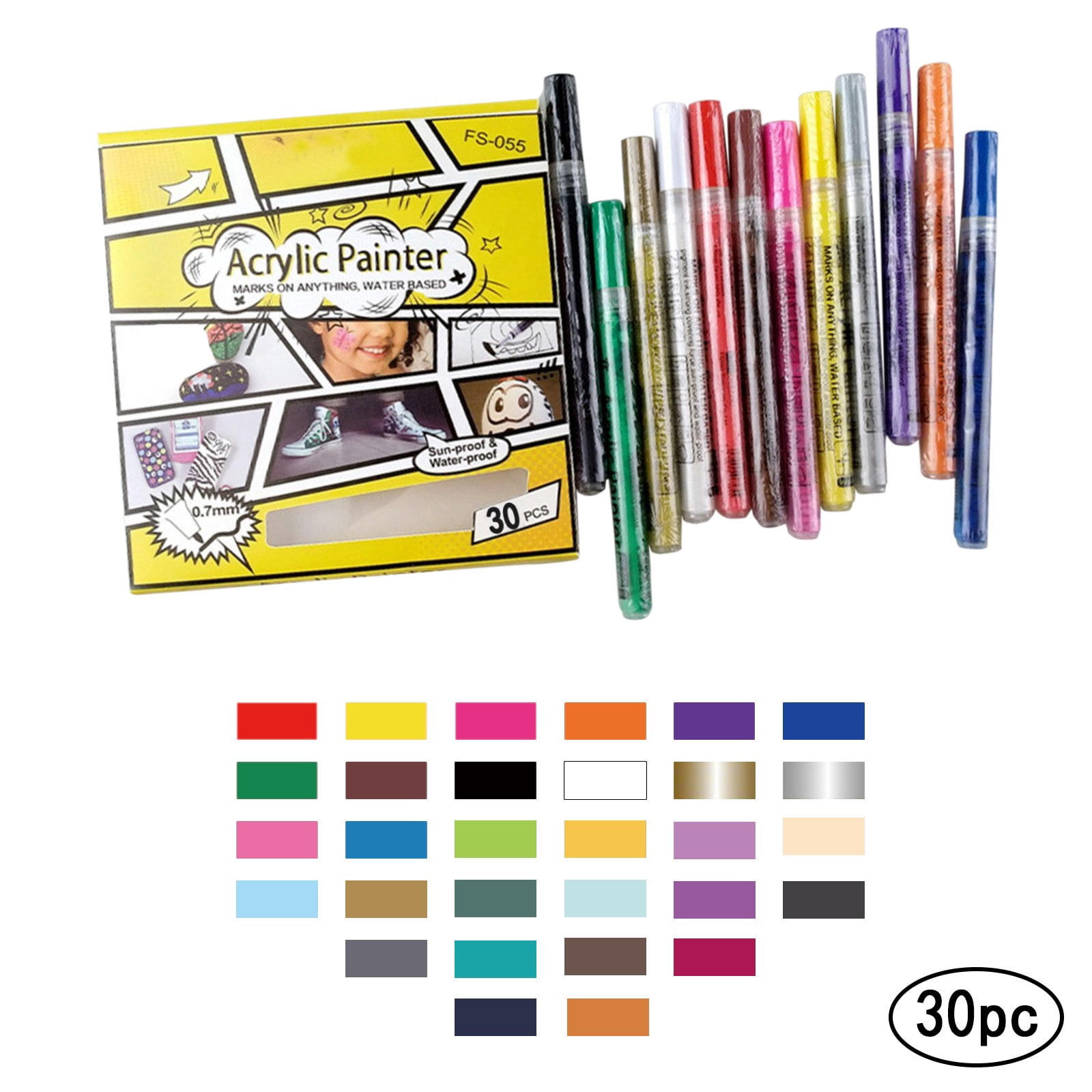 Pens 6ml Marker Acrylic Set Colors Paint Line 30 Pen Hook Pen Pen Office Stationery