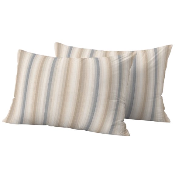 Brown Gray Striped Outdoor Pillow Covers 20x12 Set of 2, Waterproof Patio Throw Pillowcase Protectors, Modern Boho Stripes Minimalist Lumbar Decorative Pillow Shams Cushion Covers for Seat Bed Couch