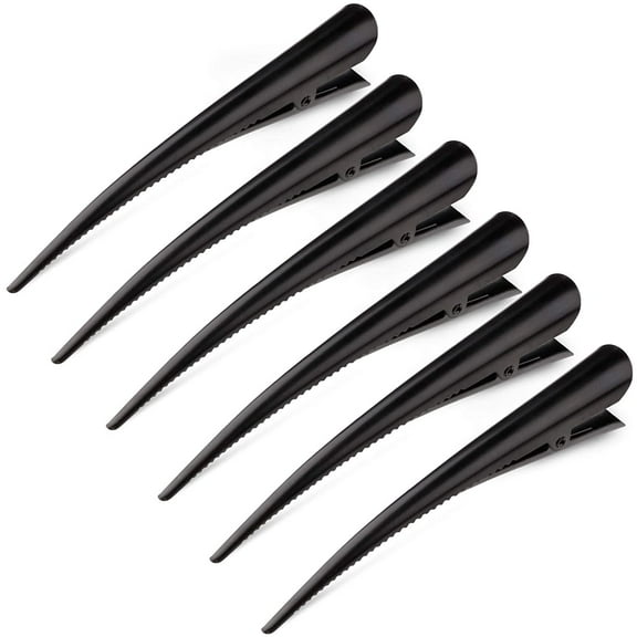 Large Long Alligator Hair Clips for Styling Salon Sectioning, 5 inch Rust-Proof Durable Non-Slip Duckbill Metal Clips for Women Thick and Thin Hair (6 Pack) Black