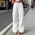 thumbnail image 2 of QATAINLAV Barrel Sweatpants for Woman Casual Baggy Wide Leg Cargo Pants Drawstring Work Trousers with Pockets White XXL, 2 of 9