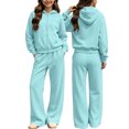 thumbnail image 2 of LvhaoGJOB Big Kids Boys Hoodie and Pants Outfit Set, Light Blue - fleece fabric, ready for print, 2 of 7