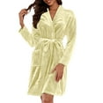 thumbnail image 4 of Gifts for Her Cotton Robes for Women Fluffy Women's Nightgowns & Sleepshirts Oversize Length Women's Sleepwear House Womens Robe Light Yellow, 4 of 6