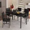 thumbnail image 3 of 5 Piece Dining Table Set, Modern Faux Marble Tabletop and 4 PU Leather Upholstered Chairs, Rectangle Kitchen Table and Chairs for 4 Persons, Small Dining Set for Bar Dining Room Breakfast Nook, 3 of 10