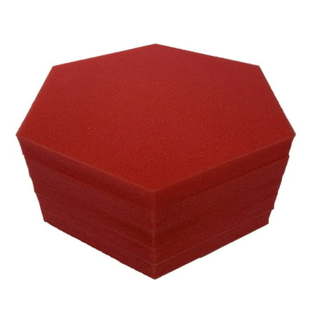 

5Pcs Hexagonal Retardant Acoustic Sponge Flat Muffler Sponge for KTV Piano Drum Practice Room Red