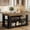 Black and Brown, variant on 55 Inch Farmhouse Kitchen Island With 3 Tier Storage Spacious Worktop Stationary Wood Table Coffee Bar Serving Station For Home Kitchen Dining Room (Black & Brown)
