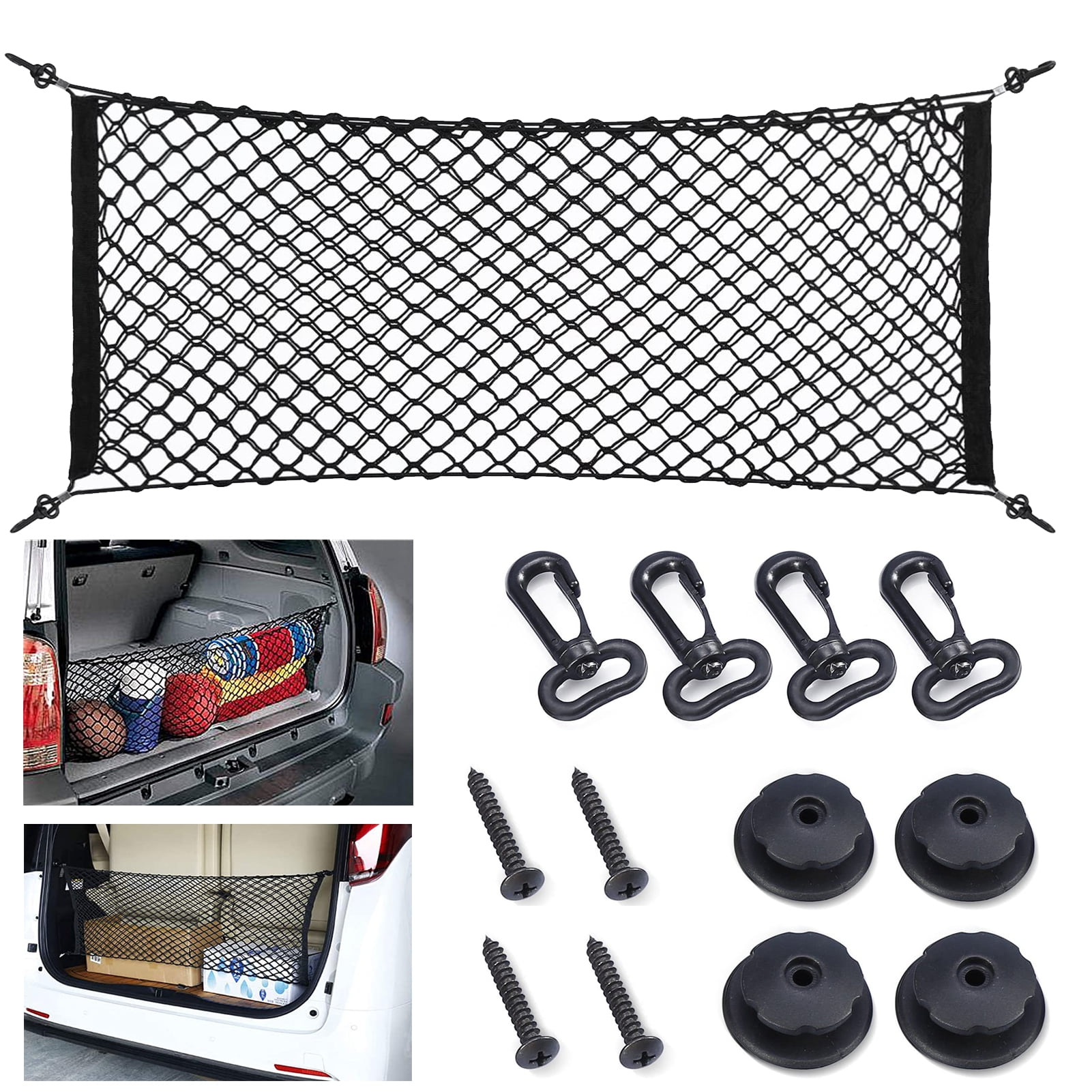 Universal Rear Cargo Net,Toplive Adjustable Elastic Dual Layers Nylon