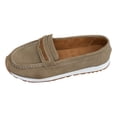 thumbnail image 6 of Rokment Womens Vintage Memory Foam Platform Slip on Penny Loafers Retro Classic Suede Wedges Low Heel Driving Walking Oxfords Boat Shoes for Travel Vacation Khaki Size 9.5, 6 of 7