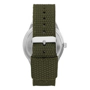 GEORGE Mens Watch: Silvertone Case, White Easy Read Dial, Olive Green Nylon Strap (FMDOGE006)