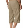 thumbnail image 5 of BLCHUNen Mens Capri Pants Cotton Linen Drawstring Elastic Lightweight Breathable Casual Shorts with Pockets, 5 of 6