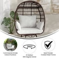 thumbnail image 5 of Emma + Oliver Brown/Cream Indoor/Outdoor Oversized Swivel Lounge Egg Chair with Wicker Rattan Construction and 4 Cushions for Patio, Sunroom, or Deck, 5 of 13