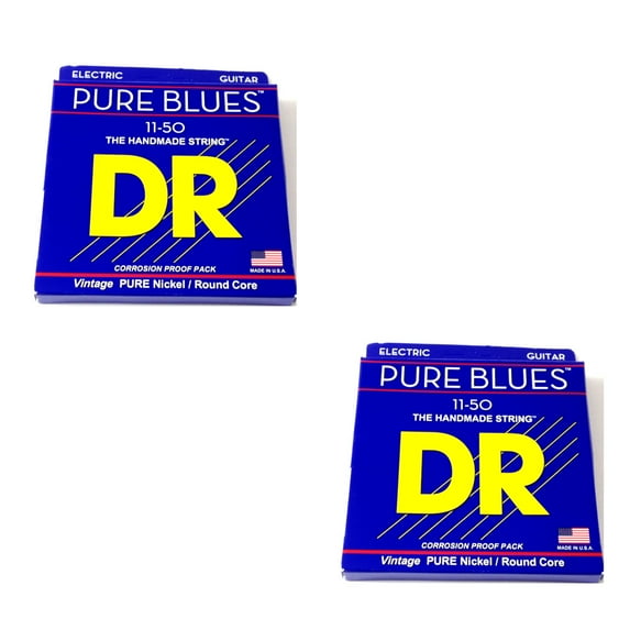 DR Guitar Strings 2 Pack Electric Pure Blues Vintage Pure Nickel 11-50