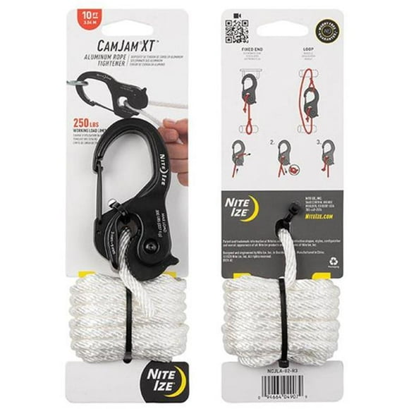 Nite-Ize 760646 Camjam XT Aluminum Rope Tightener with 10 ft. Rope&#44; Large
