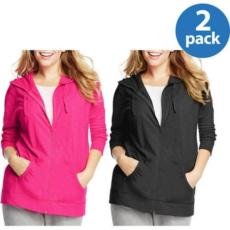 Just My Size Women;s Plus-Size Slub Jersey Hoodie 2-pack, Value Bundle