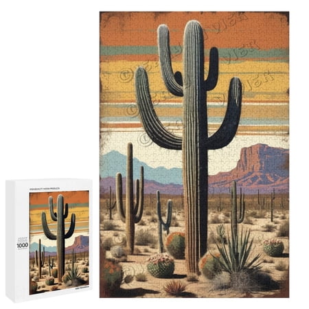 Cactus Wooden Wall Decor Green Plant Decor Southwest Cacti Wood Sign for Bedroom Living Room 1000 Piece Puzzles for Adults 20 x30