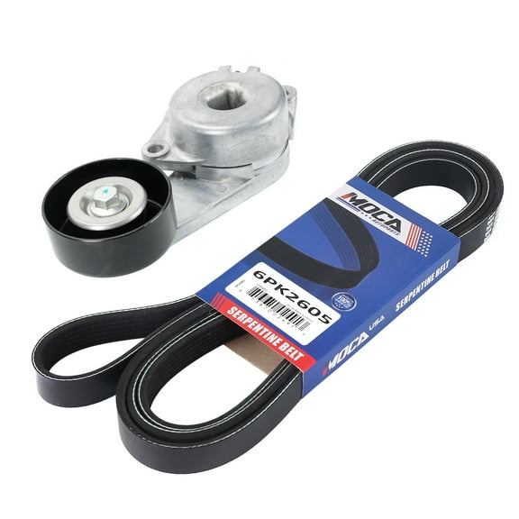 MOCA AUTOPARTS Serpentine Belt w/ Tensioner Assembly Fit for 2009-2014 Ford Expedition 5.4L & 2009-2010 Mercury Mountaineer 4.6L