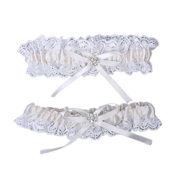 CIMAXIC bride leg bands 2Pcs Lace Leg Ornaments Pearl Rhinestone Leg Bands Thigh Rings Bride Costume Supplies for Women,6.3"X1.97"X0.39"