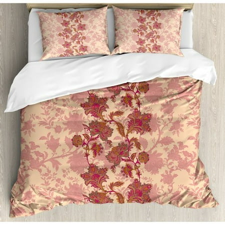 Ambesonne Floral Boho Flowers In Vibrant Colors Duvet Cover Set