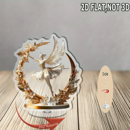 1pc 2d flat Rotating acrylic display featuring an elegant ballerina with delicate wings and shimmering tutu, perfect for celebrations and special occasions