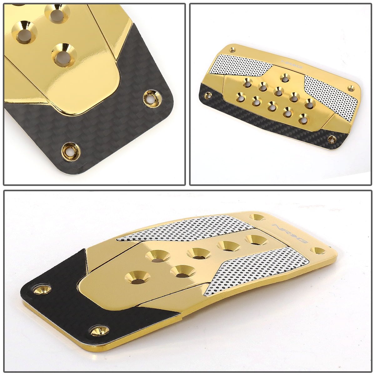 Gold Chrome w//Black Carbon UrMarketOutlet NRG PDL-150CG Brake//Gas Automatic at Sport Race Foot Pedal Plates Cover Set