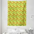 thumbnail image 1 of Strawberry Tapestry, Spring Flowers with Fruits Pastel Background, Wall Hanging for Bedroom Living Room Dorm Decor, 60W X 80L Inches, Apple Green Vermilion Green and Pastel Yellow, by Ambesonne, 1 of 2