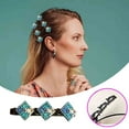 thumbnail image 2 of Pompotops Sparkling Crystal Stone Hair Clips for Women Girls Rhombus Rhinestone Chopped Hairpin Clip Hair Accessories, 2 of 4