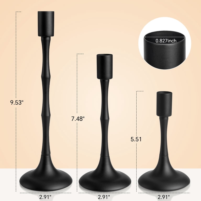 Towond Black Metal Taper Candlestick Holders, Set of 3 photo 3