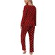 thumbnail image 4 of Puntoco Traje De Manga Larga + Pantalones Con Cuello En V Estampado Informal A La Moda Para Mujer Rojo L, 4 of 6