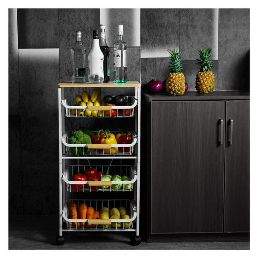 UBesGoo Kitchen Storage Rolling Cart, 5Tier Metal Wire Basket Shelf Rolling Storage Cart with