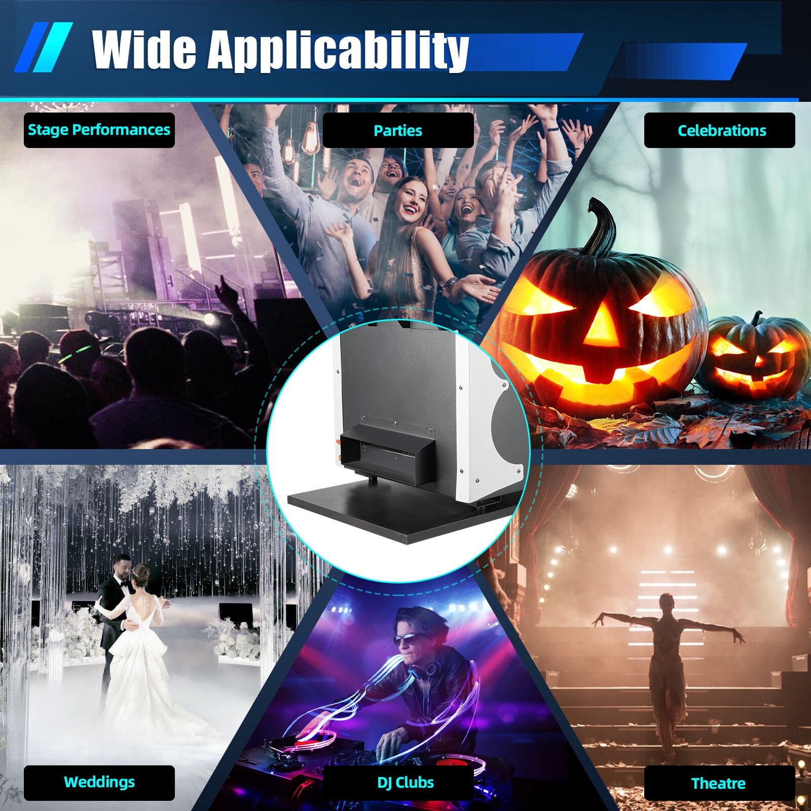 Fog Machine 3000W, Cool Fog Ground Smoke Machine, High Output 40000 Cu Ft/Min, Low-Level Fog Effect for Stage, DMX512 and Remote Control, 2L Large Tank, Intelligent Temperature Control, 110V