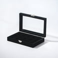 thumbnail image 7 of Coward Jewelry Organizer Display Case,Black Jewelry Storage Tray Boxes for Multiple Rings,earrings,cufflinks,Glass Lid,Stackable（15 Grids）, 7 of 7