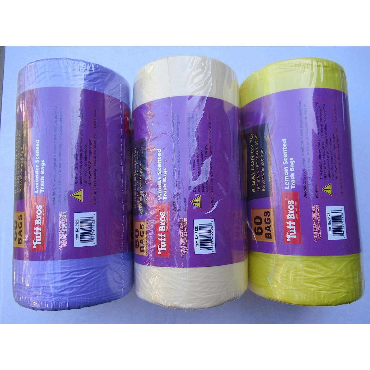 Scented Trash Bags, (3 Assorted Scents Lavender, Lemon, Vanilla, or