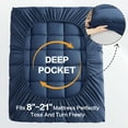 thumbnail image 6 of EMONIA 400TC Mattress Topper Twin XL for Back Pain, 900G Mattress Pad Pillow Top, Quilted Fitted Mattress Protector Cover with 8-21" Deep Elastic Pocket, Soft Comfort Breathable (Dark Blue,Twin XL), 6 of 9