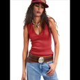 thumbnail image 1 of Camisetas Sin Mangas Acanaladas para Mujer, Camisetas de Verano Ajustadas con Cuello en V, Camisetas Casuales Básicas de Punto Sin Mangas Vino Tinto L, 1 of 7