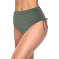 thumbnail image 2 of Dresfit Women's High Waisted Bikini Bottoms - Vintage Full Coverage Swim Briefs for Retro Look Army Green 2XL, 2 of 4