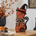 thumbnail image 5 of syligr Wooden Black Cat Figurine for Halloween Decorations, Black Cat Ornament for Mantel Shelf, Vintage Halloween Decor for Table Centerpiece, Home Party Decor Gift, 8Inch, 5 of 6