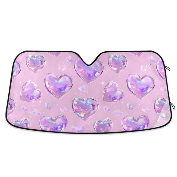 ALAZA Holographic Glitter Hearts Car Windshield Sun Shade Foldable UV Ray Sunshade Visor Protector 55 x 27.6in