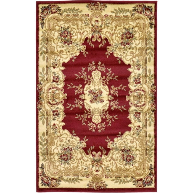 Unique Loom Versailles Medallion Motif Rug 3' 3 x 5' 3 Rectangle Burgundy/Ivory