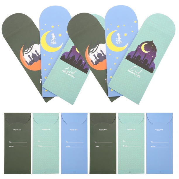 FELTECHELECTR 18 sobres de papel para Ramadán, sobres para dinero y tarjetas de regalo para Eid.