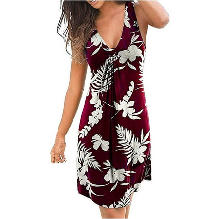 

Maxi Dress for Women Summer Dress Women Fashion V-Neck Sleeveless Dress Print Casual Daliy Loose Fit Dress Clearance 2022 Summer Dresses for Women 2022 Valentines Day Dress Red XL
