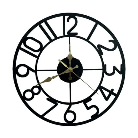Modern Oversized Metal Wall Clock with Arabic Roman Numerals, Operated for Home Office Decor Minimalist