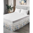thumbnail image 4 of Blue Floral Spring Wrap Around Bed Skirts for Queen Bed 18" Drop,Bed Skirt with Adjustable Elastic Belt Dust Ruffle Bed Valance for Bedroom Hotel Summer Botanical Flower Vintage Bed Frame Cover, 4 of 7