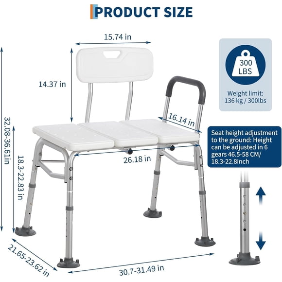 OUYAWEI Shower Chair for Bathtub Step Stool Dual Handle Non-Skid Platform Height Adjustable Heavy Duty Adult Seniors