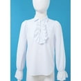 thumbnail image 3 of Miaeowve Kids Boys Girls Long Sleeve Bolero Floral Ruffle Cuffs Lace T-shirt Kids Button Closure White 10, 3 of 7