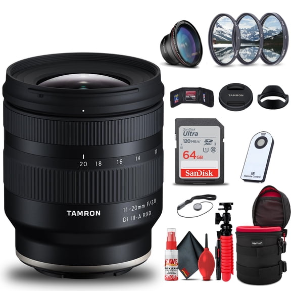 Tamron 11-20mm F/2.8 Di III-A RXD Lens for Sony E   64GB Accessory Bundle