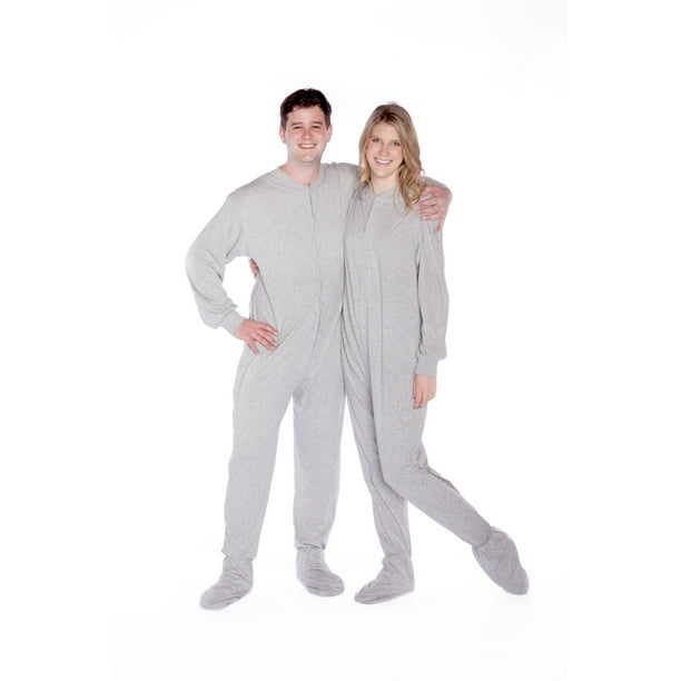 Big Feet Pajama Co. Gris Jersey Tricot Pyjama Pieds Adulte Dormeur