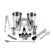 14pcs/set Mixology Bartender Kit Cocktail Shaker Set with Boston Shaker/ Jigger/ Pourers/ Ice Crusher/ Ice Tongs/ Mixing Spoon/ Strainer/ Bottle Opener/ Cork Screw Home Bar Tool for Drink Mixing