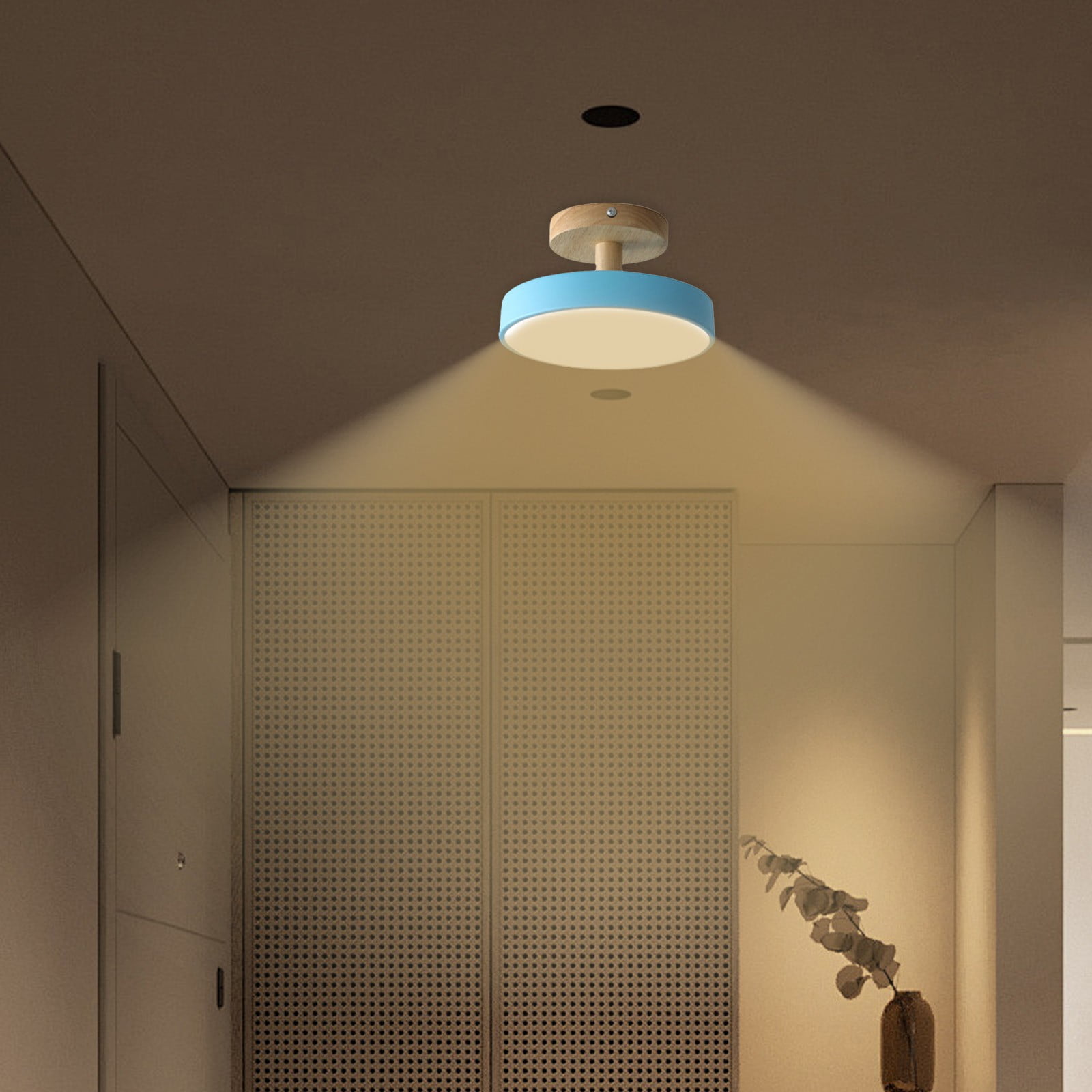 DZQMTKX Corridor Light, Hallway Ceiling Light Wooden LED Flush Mount Fixture Warm Light
