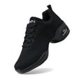thumbnail image 2 of EliteGoogv Womens Dance Shoes Athletic Sneakers Air Cushion Fitness Shoes For Women Jazz Sneakers Lace Up Breathable Mesh Arch Support Workout Training Shoes US: 7 Black, 2 of 9