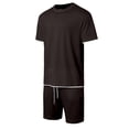 thumbnail image 3 of RUTAYY Men's Outfits Casual Solid Color Everyday Wear Tshirts Shorts with Pocket 2 Piece Stretch Summer Travel Vacation Clothing Sets, 3 of 5